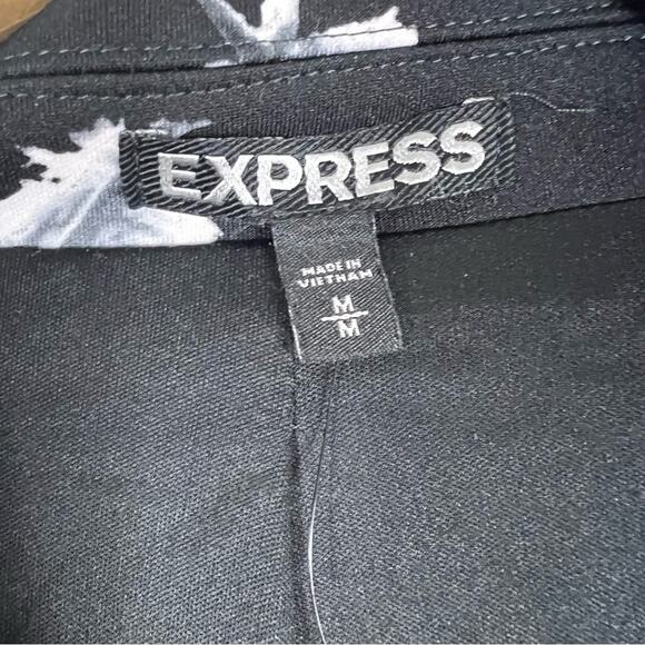 Express Black Feather Print Moto Jacket - Picture 6 of 7